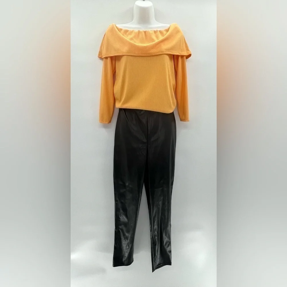 BOOHOO SUPER STRETCH FAUX LEATHER HIGH WAIST TROUSERS Sz 12